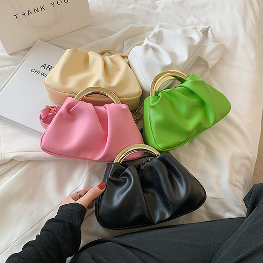 Ruched Purse with gold handles - Small