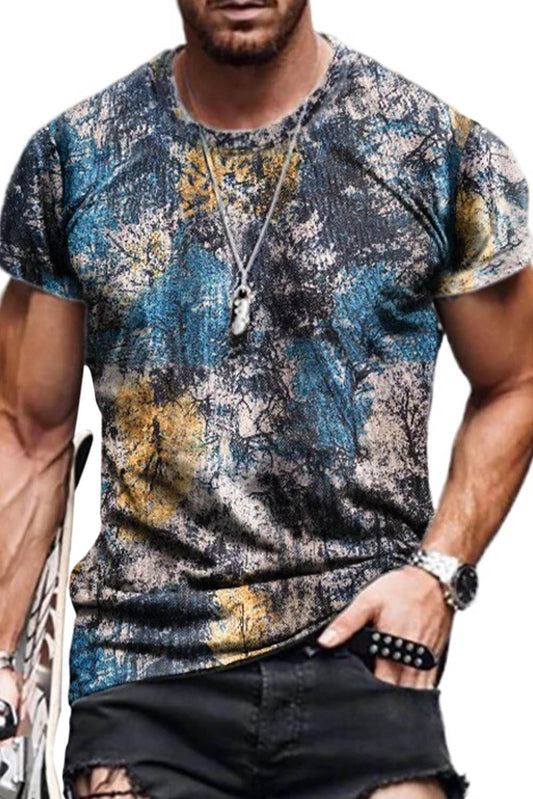 Navy Abstract Print Men's T-shirt