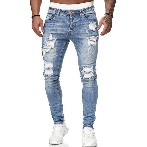 Ripped Trendy Black Slim-fit Jeans