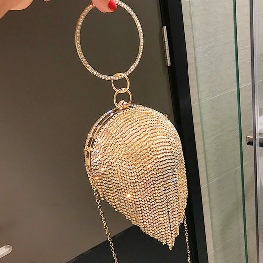 Tassel Rhinestone Ball Purse