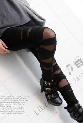 Black Stretch Lame Leggings