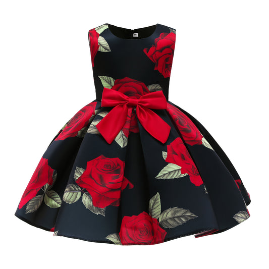 Rose print princess dress