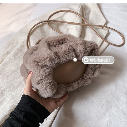 Furry Purse with braided straps