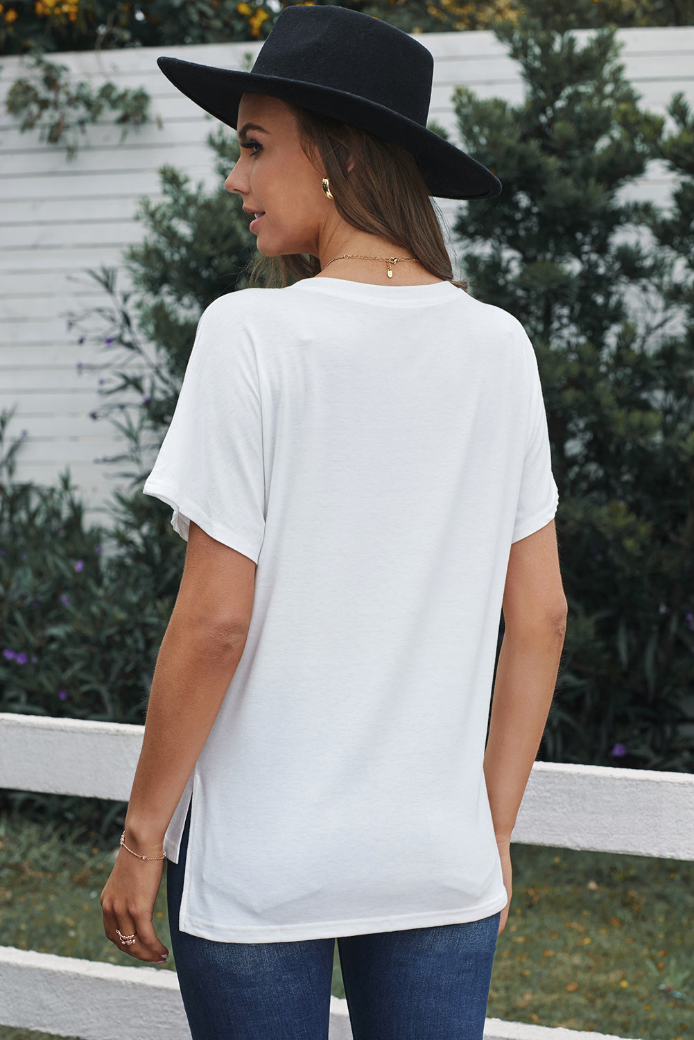 Sequin Pocket White Short Sleeve T-shirt