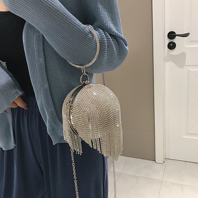 Tassel Rhinestone Ball Purse