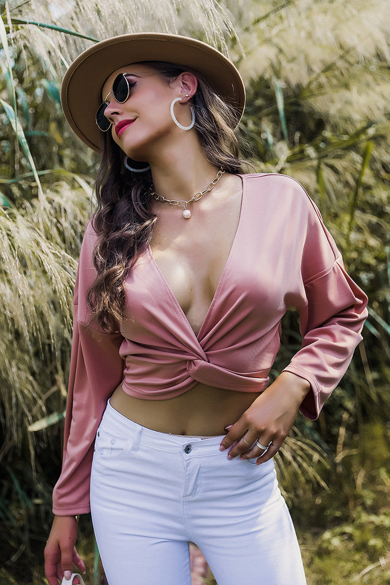 Cross Knot V-neck Crop Top