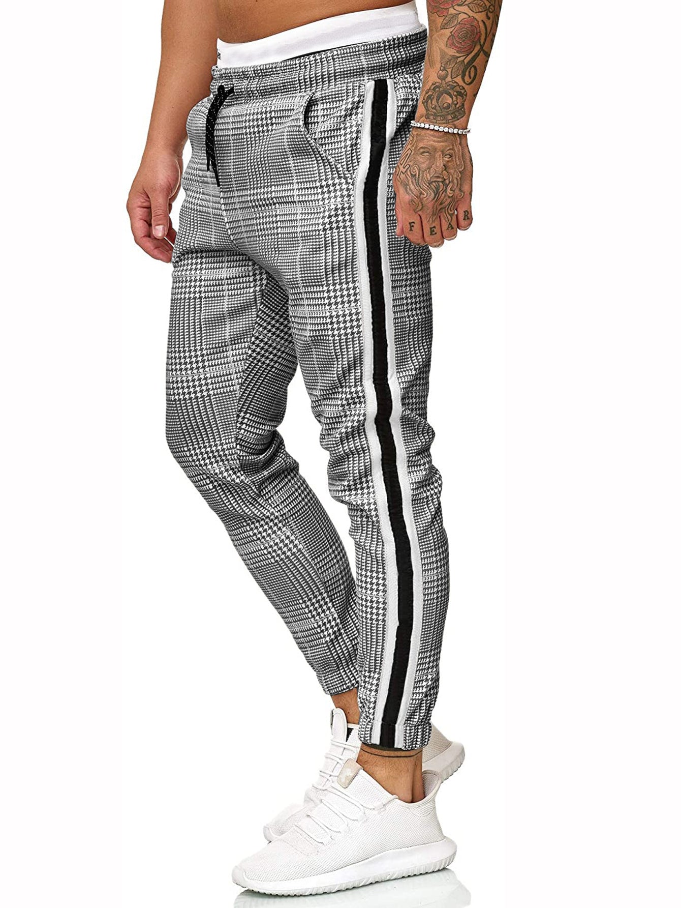 Slim-fit Tartan Printed Trousers