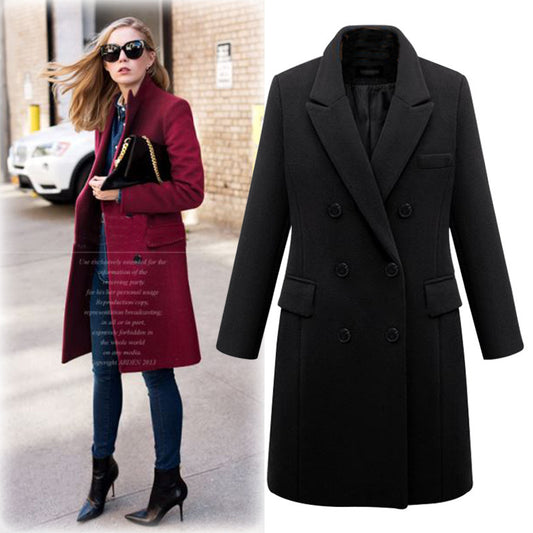 European and American large windbreaker women's long woolen coat women's woolen coat European size