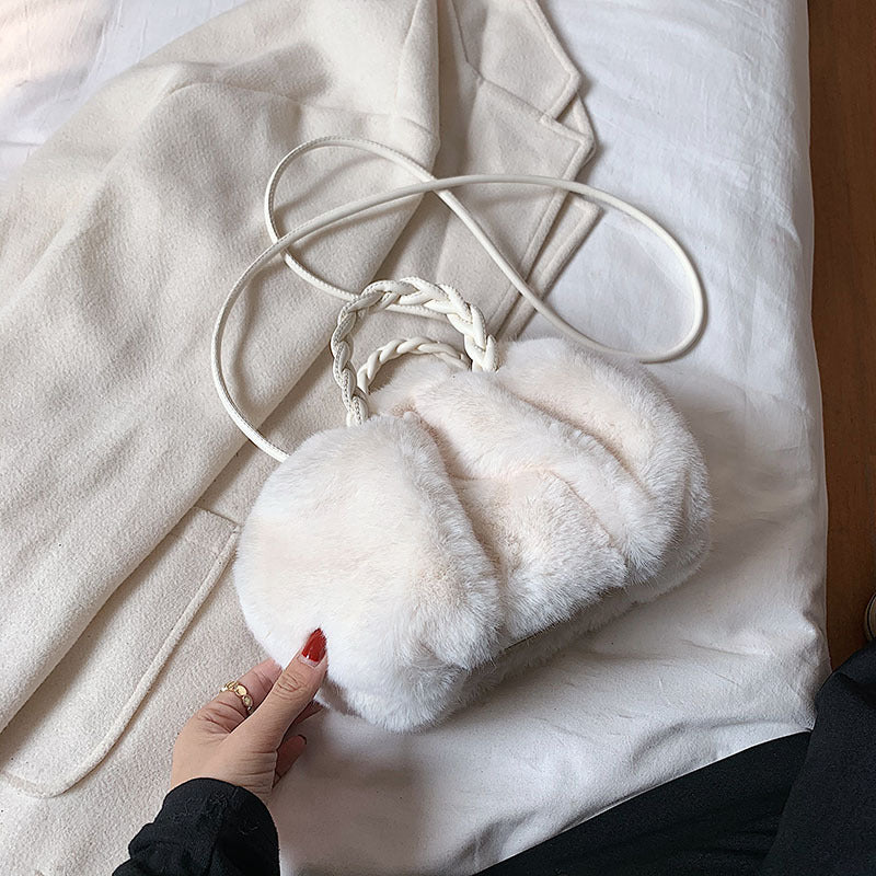 Furry Purse with braided straps