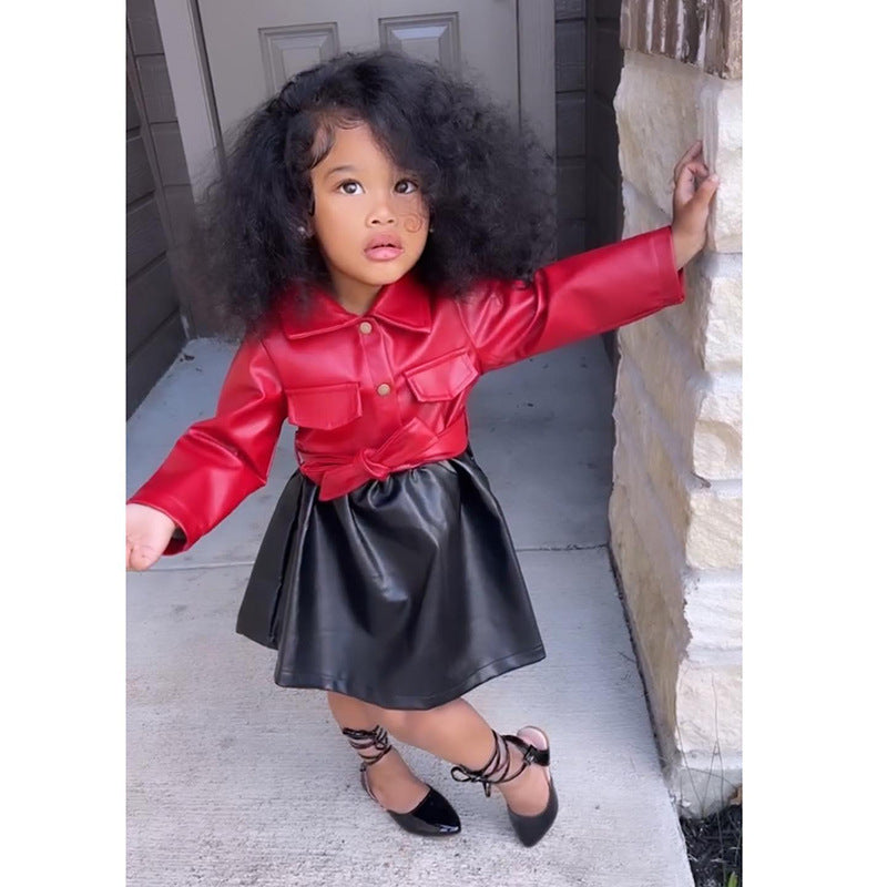 Girl's Imitation Leather Dress