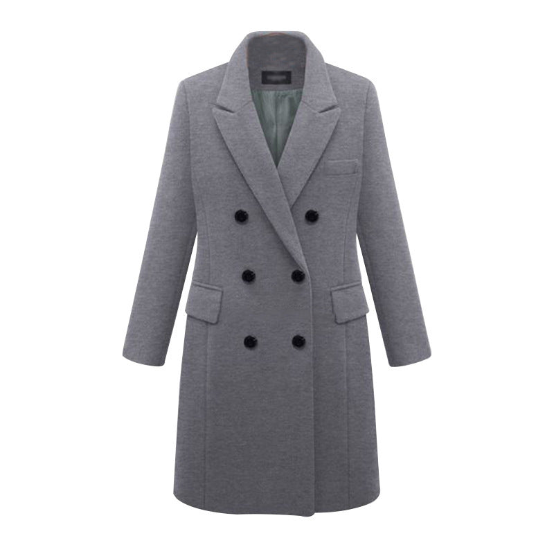 European and American large windbreaker women's long woolen coat women's woolen coat European size