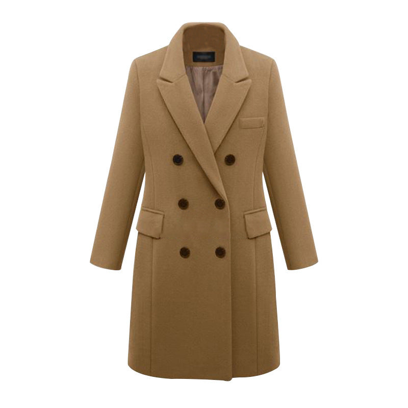 European and American large windbreaker women's long woolen coat women's woolen coat European size