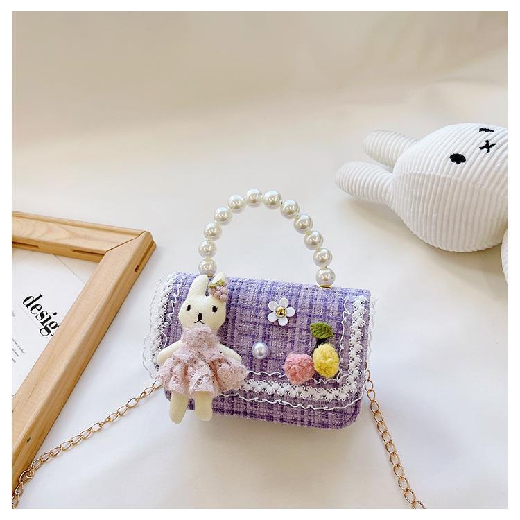 Fashion Animal Pearls Square Zipper Crossbody Bag