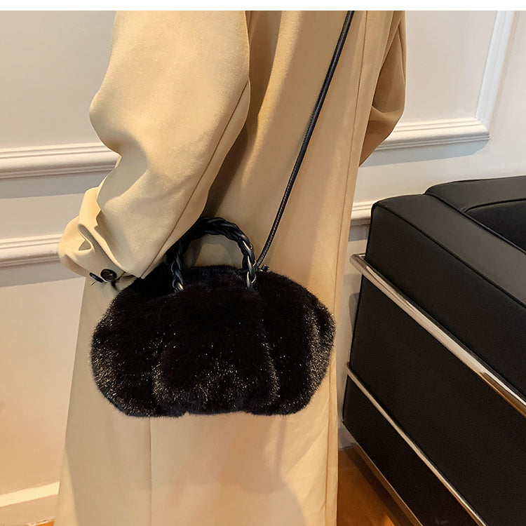 Furry Purse with braided straps