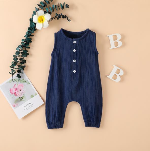 Summer cotton linen 7-color one-piece Khaki sleeveless