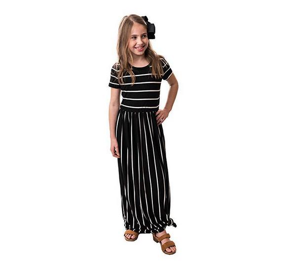 Girl's Long Dress with Knotted Bottom