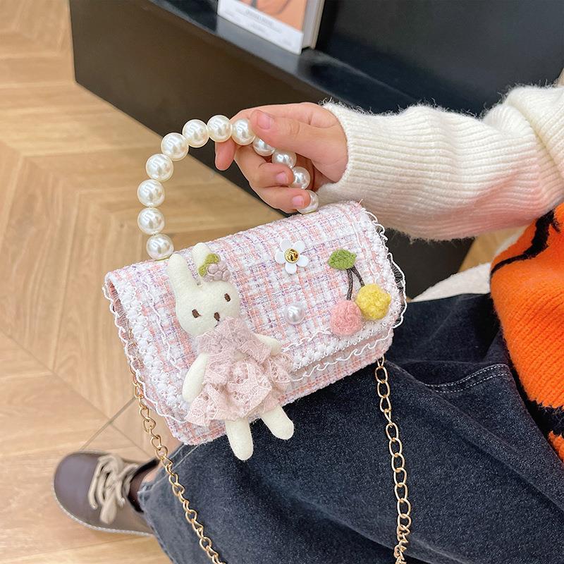 Fashion Animal Pearls Square Zipper Crossbody Bag
