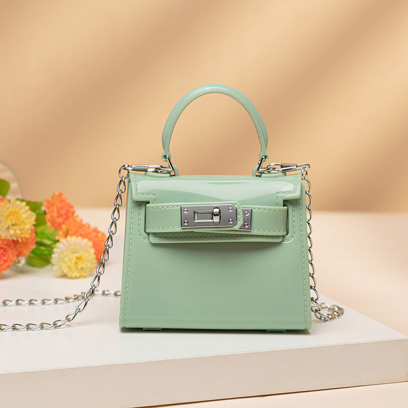 Cute Solid Color Square Lock clasp Jelly Bag