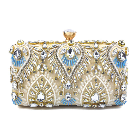 Fashion Geometric Rhinestone Square Lock clasp Evening Bag