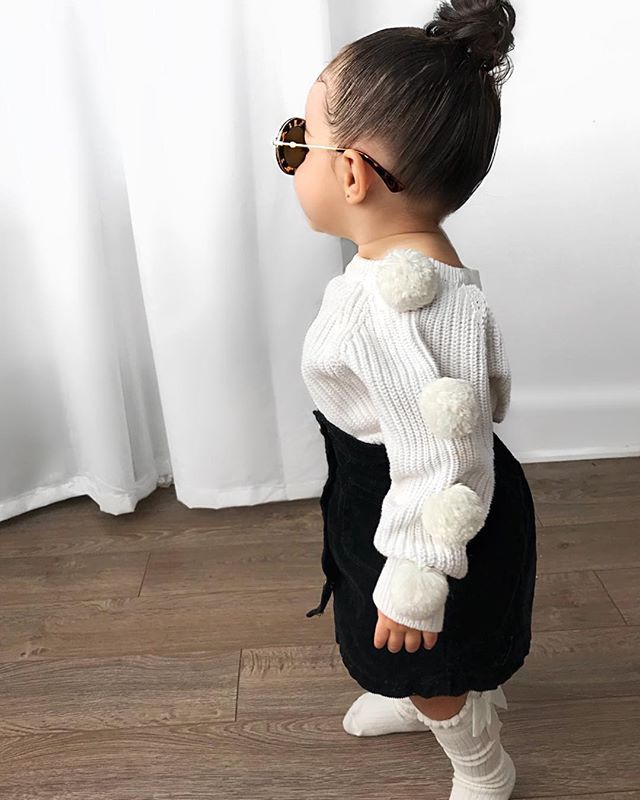 Girls' PomPom Sweater with Skirt Set