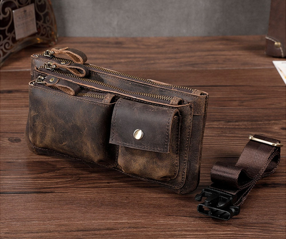 Genuine Leather Men's Fanny Pack/Cross Body Bag