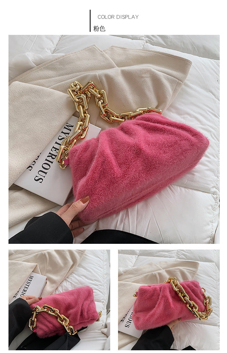 Fur Purse With Thick chain Handles