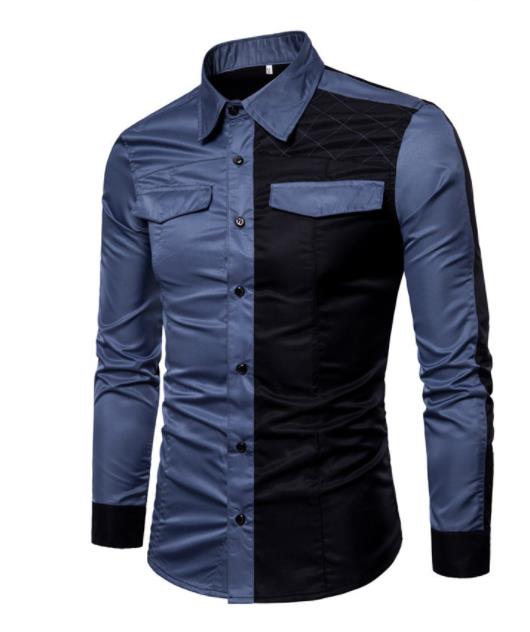 Men's Casual Color Block Shirt