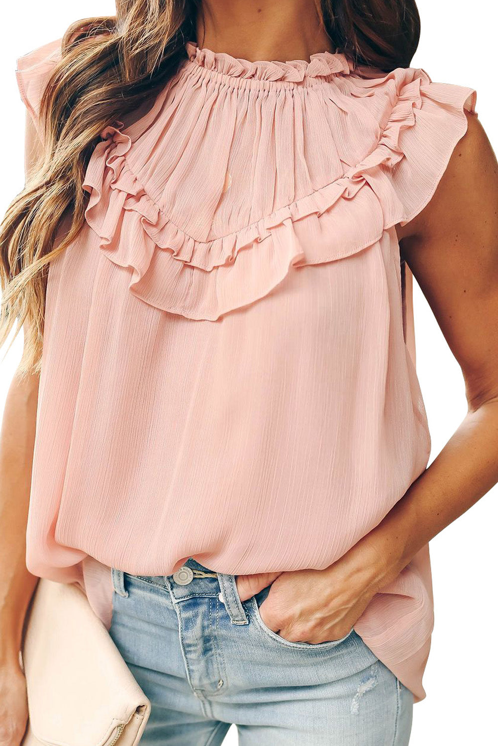Ruffled Sleeveless Top