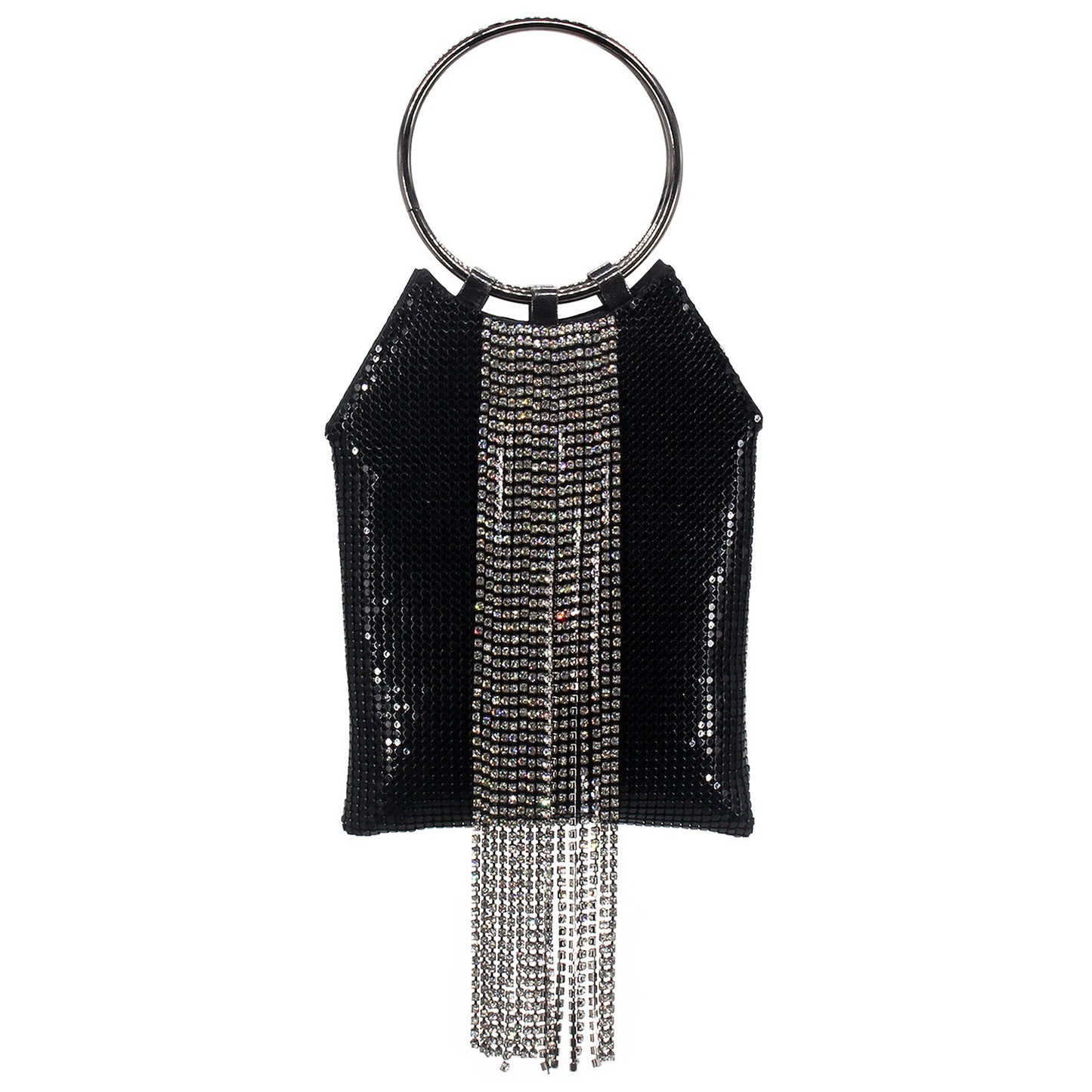 Fashion Solid Color Tassel Square Magnetic Buckle Evening Bag
