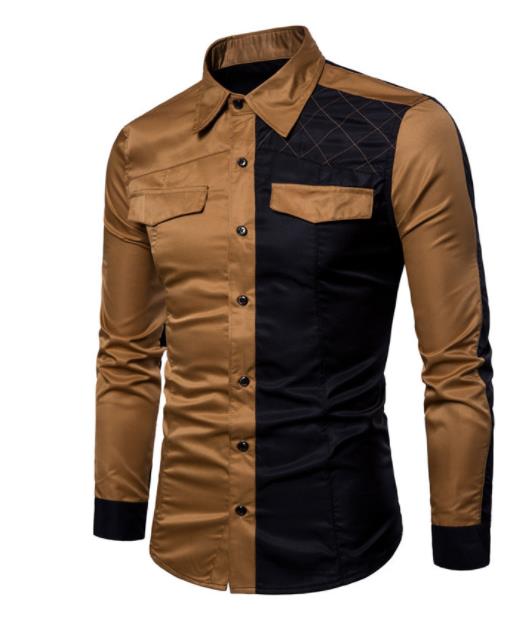 Men's Casual Color Block Shirt