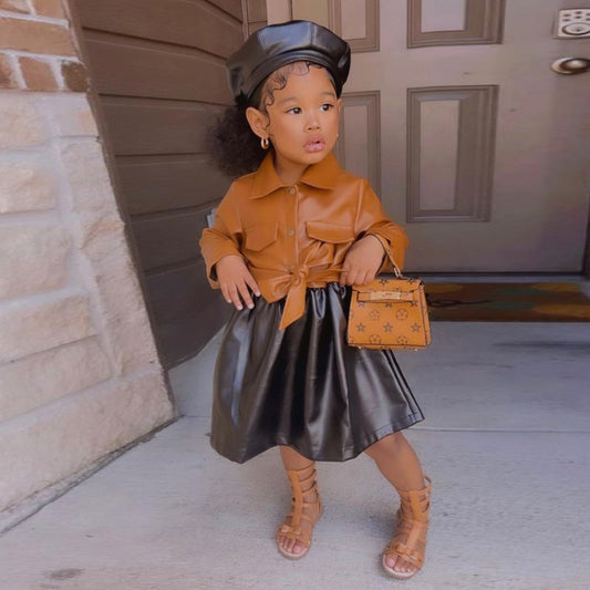 Girl's Imitation Leather Dress