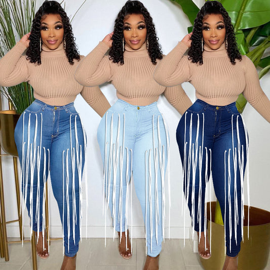 mid stretch bandage draped jeans  clothing