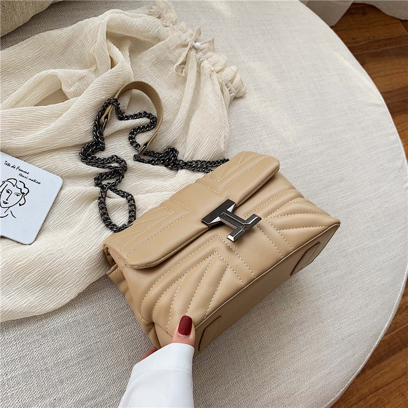Fashion Solid Color Square Magnetic Buckle Crossbody Bag
