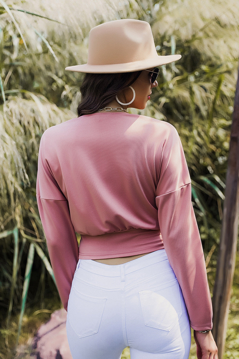 Cross Knot V-neck Crop Top