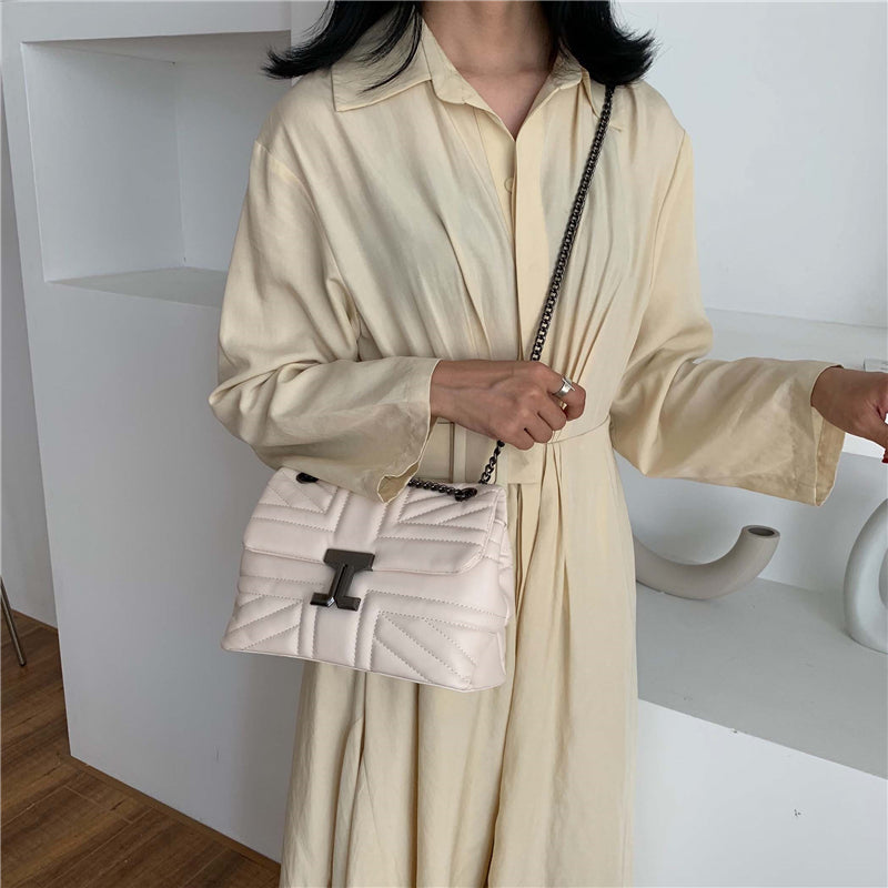Fashion Solid Color Square Magnetic Buckle Crossbody Bag