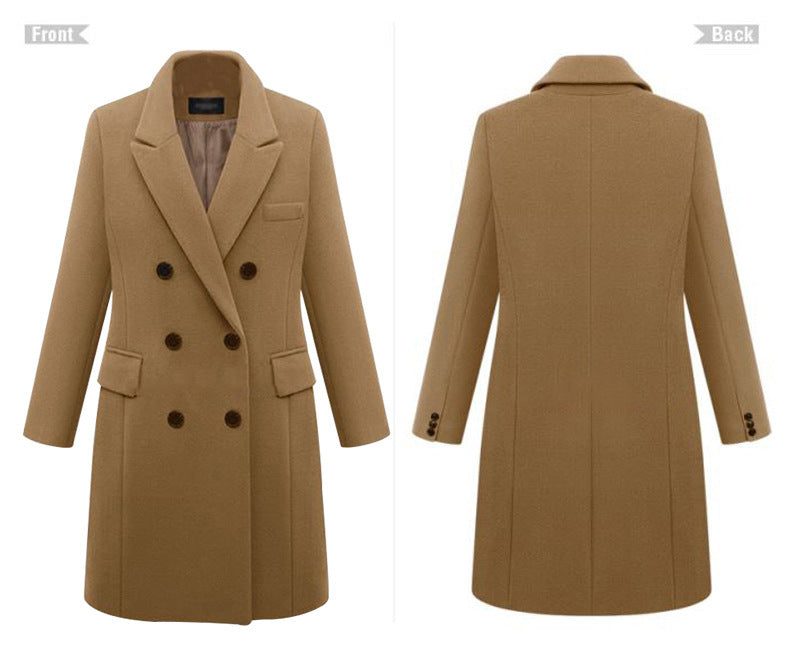 European and American large windbreaker women's long woolen coat women's woolen coat European size