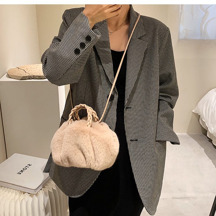 Furry Purse with braided straps