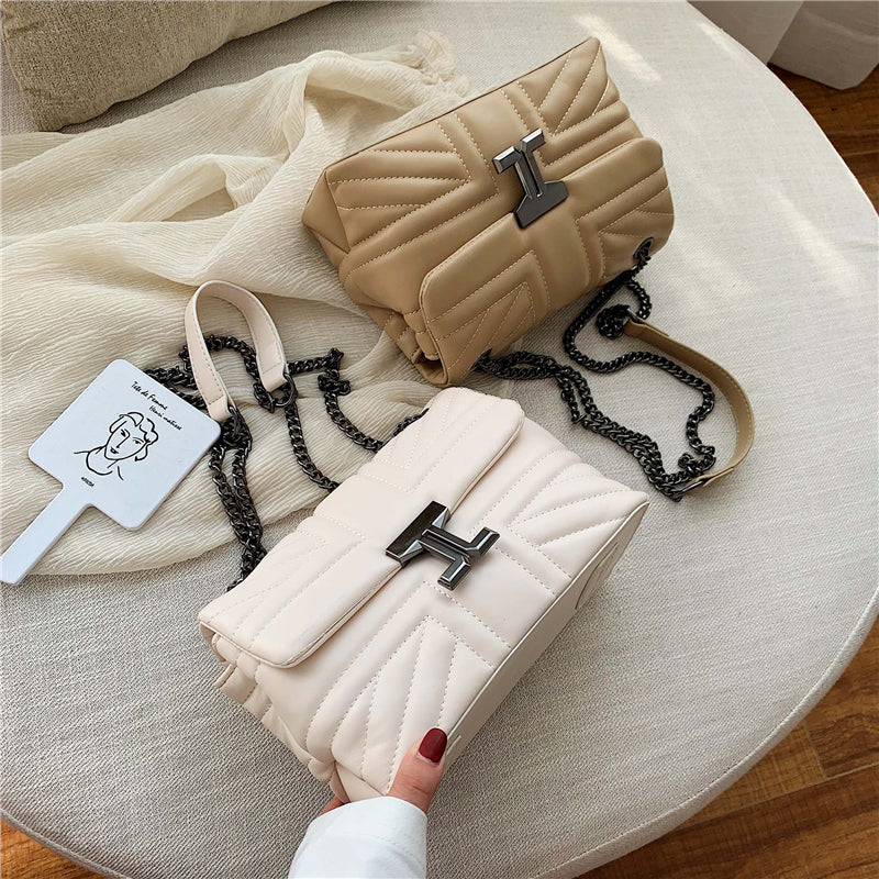 Fashion Solid Color Square Magnetic Buckle Crossbody Bag