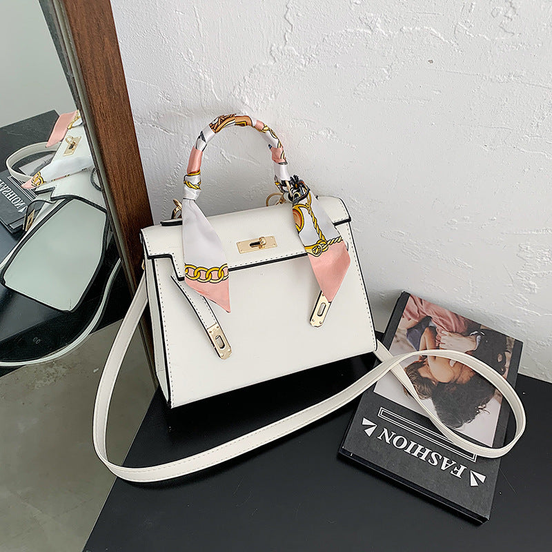 Elegant Fashion Solid Color Square Lock clasp Shoulder Bag