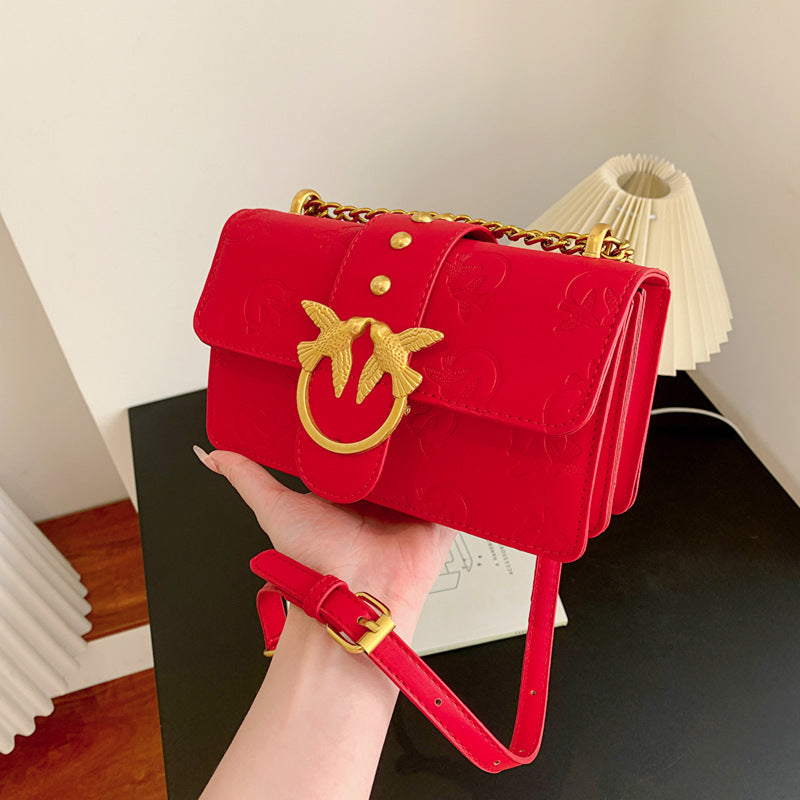 Fashion Solid Color Square Magnetic Buckle Shoulder Bag