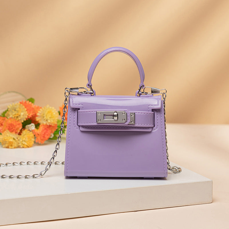 Cute Solid Color Square Lock clasp Jelly Bag