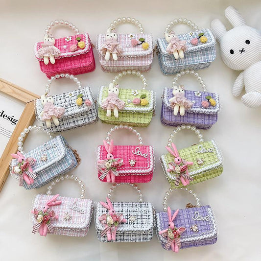 Fashion Animal Pearls Square Zipper Crossbody Bag