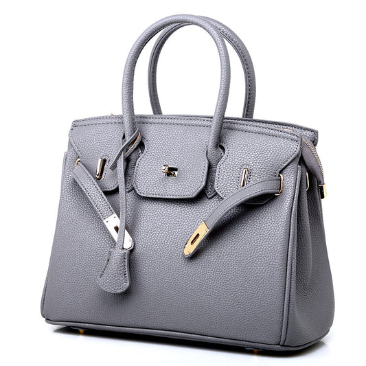 Fashion Solid Color Square Lock clasp Handbag