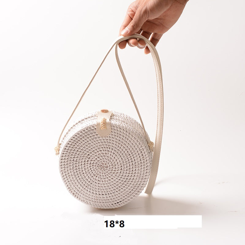 Handmade White PU Rattan Bag