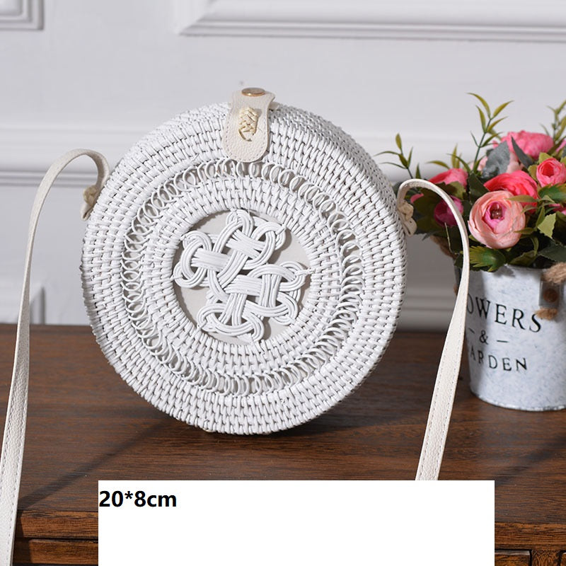 Handmade White PU Rattan Bag