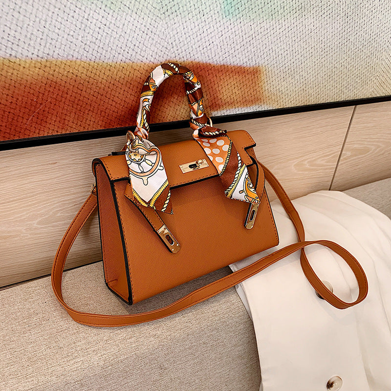 Elegant Fashion Solid Color Square Lock clasp Shoulder Bag