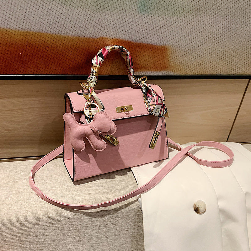 Elegant Fashion Solid Color Square Lock clasp Shoulder Bag