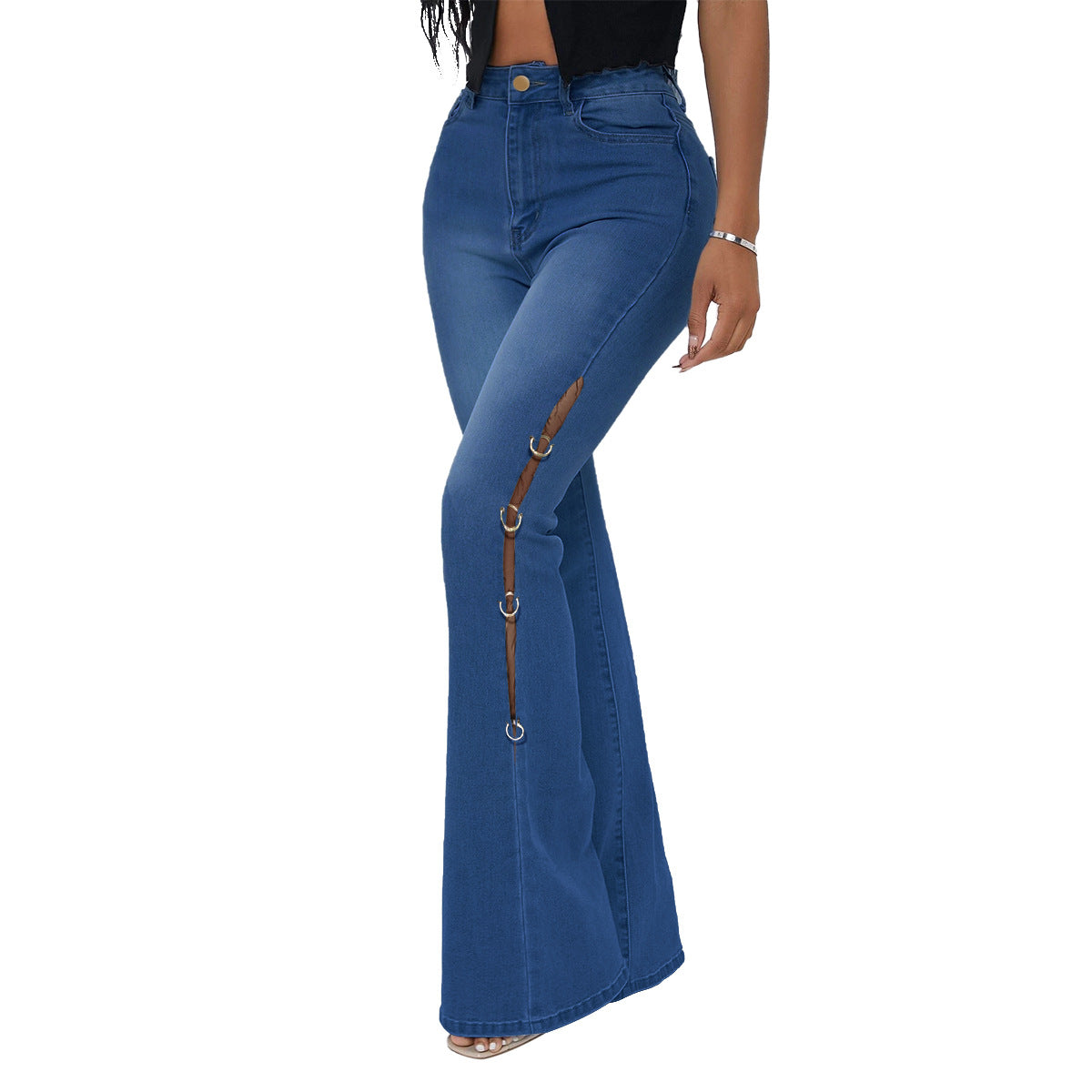 Plus size metal decoration jeans  clothing