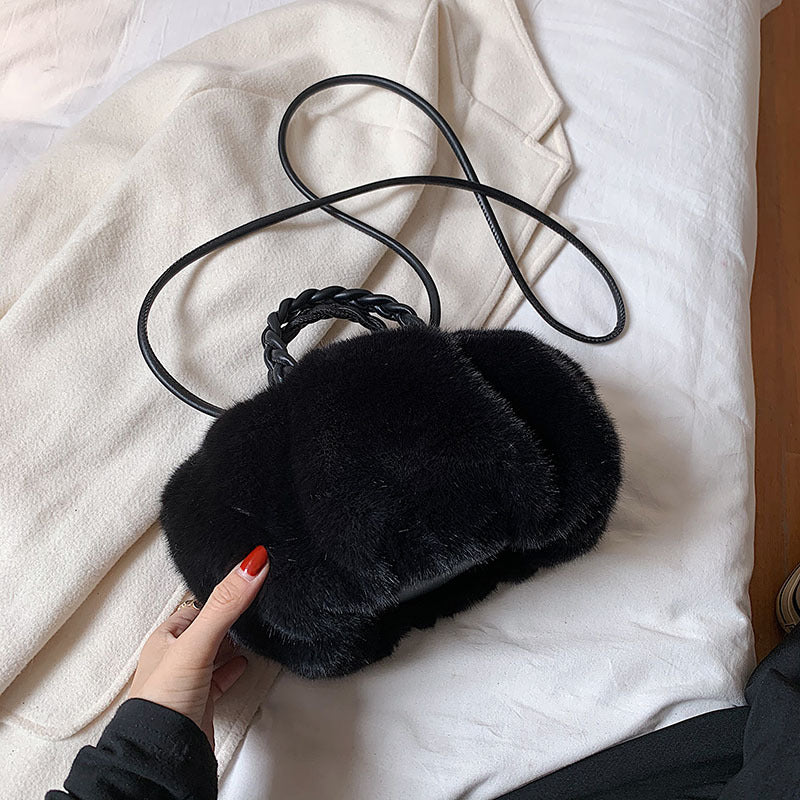 Furry Purse with braided straps