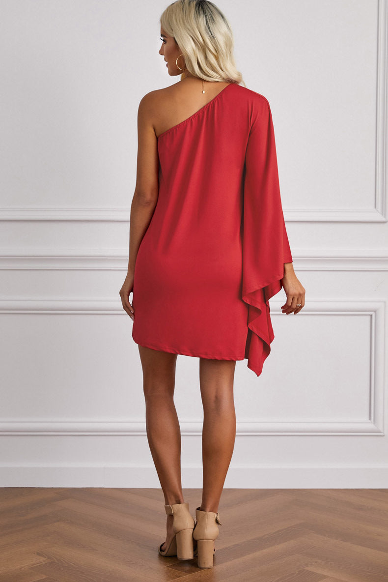 Sexy one-sided strapless evening dress